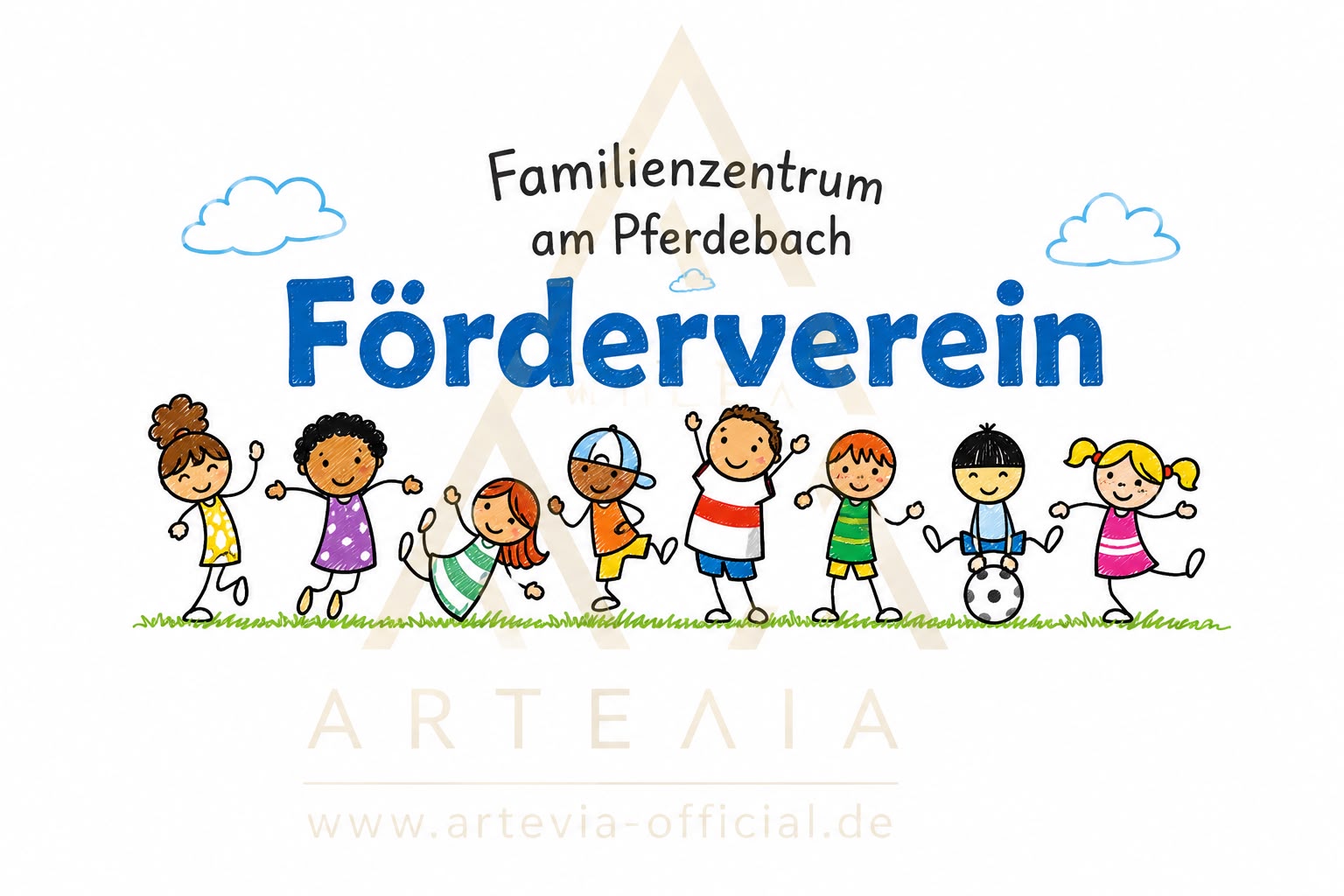 Von Artevia gestaltetes Logo für den Förderverein Familienzentrum am Pferdebach
